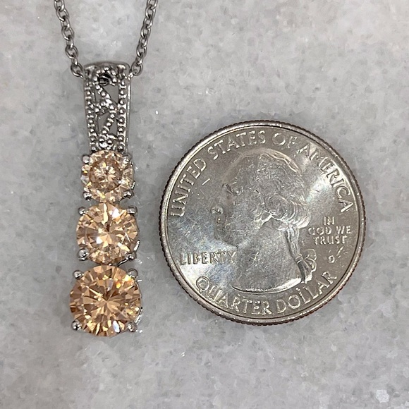 Citrine Gemstone Trilogy Pendant Necklace - Picture 11 of 11